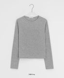 Shukan Ribbed Round Long Sleeve Tee