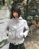 [MADE] B-Pie Frill Pocket Two-Way Zipper Neck String Windbreaker Hooded Zip-Up