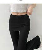 Layered Skirt Leggings Bootcut Banding Pants