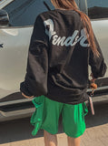 Fran vintage lettering over long sleeves