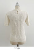 Shuena Pearl Neck Cable Short Sleeve Knit