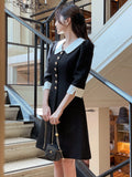 Roabi collar two-tone tweed A-line mini one piece