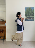 [unisex] Bitmottle Curved Banding Balloon Wide Pants