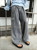 Balloon Stitch Cargo String Denim Pants