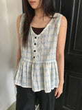 [BAONHAUS] Korine Flower Shirring Sleeveless Blouse