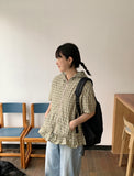 [BAONHAUS] Haseun Check Shirring Hood Jumper