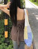 Hari Check Patch Ribbon Big Shoulder Bag