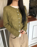 Fan-on Pendant Round Knit Crop Cardigan