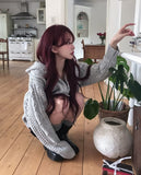 [wool30%] Woods Cable Two-Way Knit Hooded Zip-Up