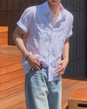 Minimal One-Pocket Roll-Up Short-Sleeve Shirt