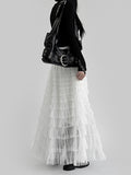 Feather See-Through Tiered Skirt