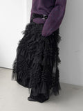 Buffle see-through frill tiered skirt