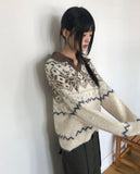 Neuel Nordic color matching collar loose fit long sleeve knit