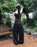 Difit raw big pocket denim wide long pants