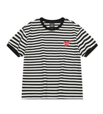 Muffin Heart Stripe CROP Ringer Tee