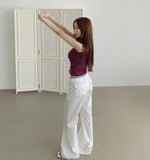 Unique Back Pocket Fluffy Span Cooling Bootcut Pants