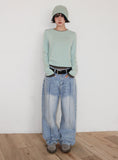 SEAM WASHED WIDE DENIM