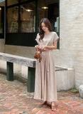 Hazel Wrinkle Short Sleeve T-Blouse Banding Wide Pants Set