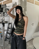 Military color matching line halter top