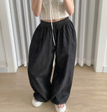 Non-Fade Raw Balloon Wide Jogger Banding Summer Pants
