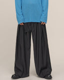 Twin pin tuck maxi wide belt slacks