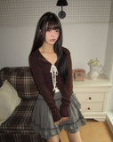 Bran Double Frill Check Midi Skirt