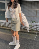 Kiyo Light Blue Mini Skirt