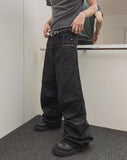 Cozy Stud Coating Wide Pants