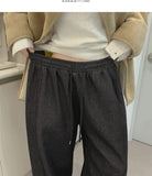 Brushed Non-Fade Raw Balloon Wide Jogger Banding Pants