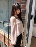 [Muffler Set] Hassen Ribbon Halterneck Puff Blouse Set
