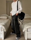 Wide cargo denim pants