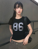 Conde 86 Number Lettering Slim Fit Short Sleeve T-Shirt