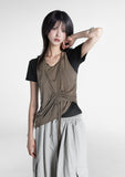 Noah Shirring Layered Sleeveless