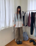Kitten Nylon Track Banding Wide Long Pants
