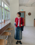 Kyudijeu Color Round Plain Knit Cardigan