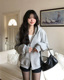 Poi Fingerhole Two-Way Brushed Hooded Zip-Up