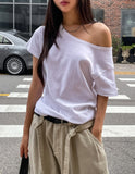 [U-BASIC] Summer Daily Boat Neck Loose Short Sleeve