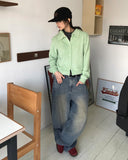 SIDE TUCK BALLOON DENIM