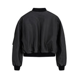 Overfit Washed Crop Leather Bomber Jumper