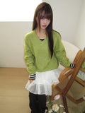Noez V-Neck Lambs Wool Loose Fit Knit