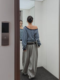 Kelly Unbalance Off Stripe Long Sleeve