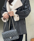 Kelmar Fur Collar Double Leather Mustang Half Jacket (Strap Set)