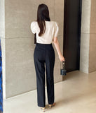 Terry Linen Puff Short Sleeve Blouse