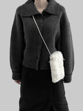 100% wool) Rail Collar Knitwear Cardigan