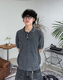 Pad Pigment Collar Knit Short Sleeve