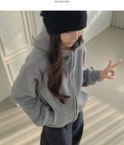 Two-Way Fleece High Neck Thick Hood Zip-Up