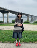 [Unisex] Minke Boucle Stripe Collar Short Sleeve Knit