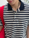 Terran Stripe Crop Collar Tee