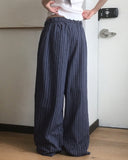 Puka Stripe Banding Wide Pants