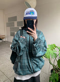 [unisex] Dorico Check Hood String Wind Jacket